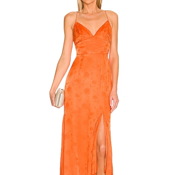 SAU LEE FRANCESCA ORANGE FLORAL JACQUARD MIDI DRESS, WOMEN'S SIZE 4 - Picture 3 of 10